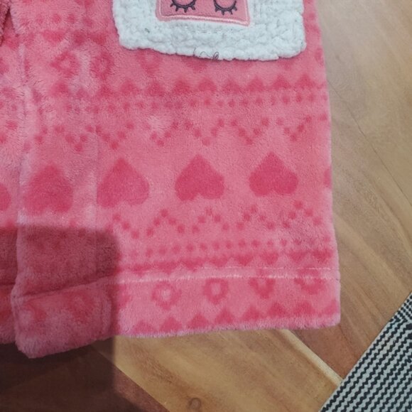 Cute Pink Cozy Bunny + Heart Print Fleece Robe - Picture 8 of 10
